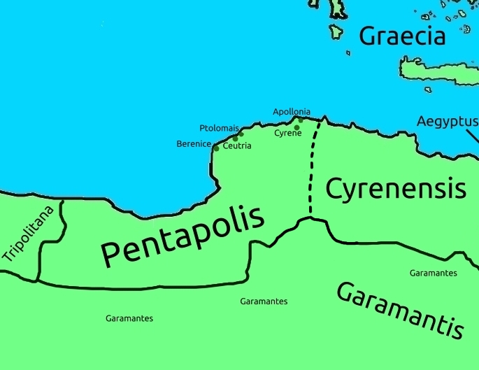 map of Pentapolis and Cyrenaica.